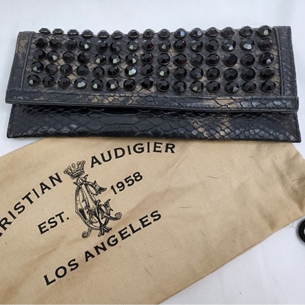 AUTHENTIC❗Christian Audigier Snakeskin and
Rhinestones Clutch